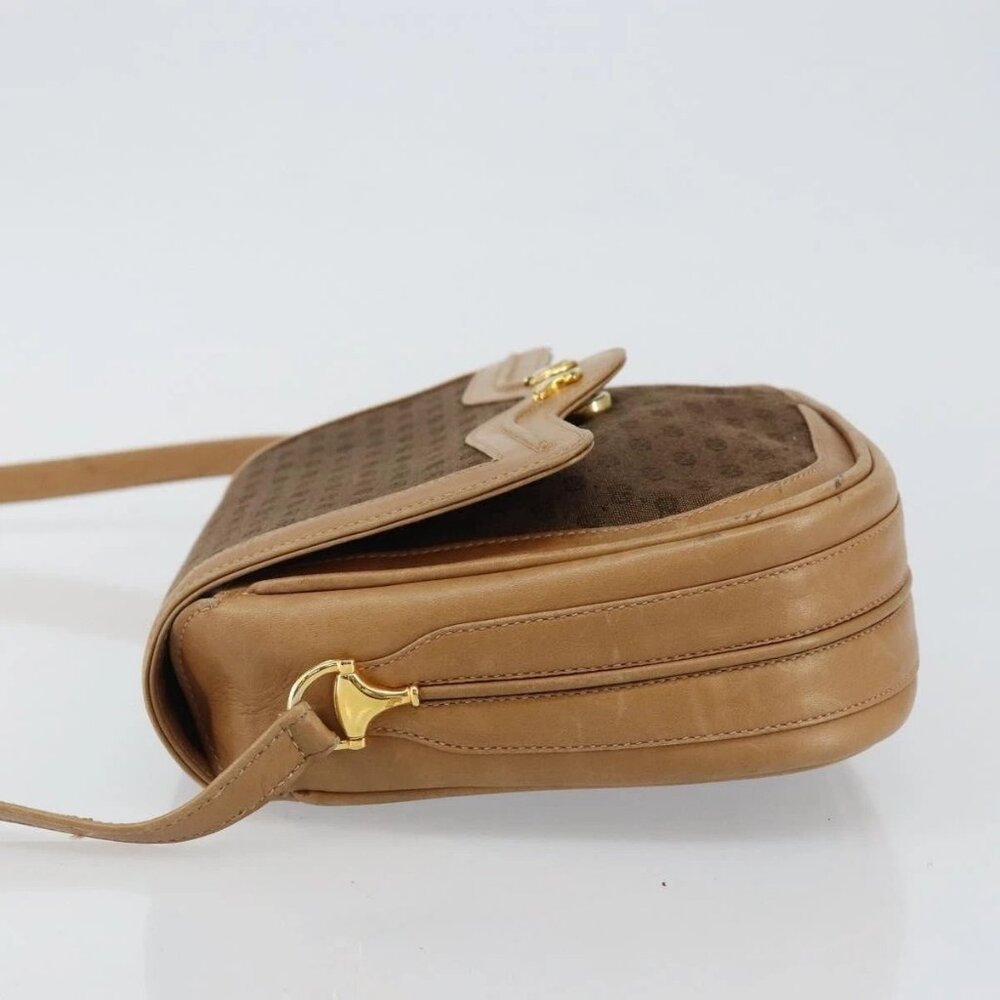 GUCCI Micro GG Canvas Shoulder Bag Brown Gold Auth BA6220 - Picture 5 of 14